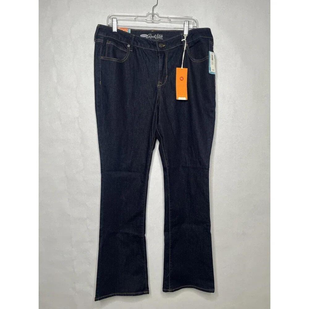 Old Navy rockstar Jeans Women 16 Blue Demi-Boot Half Skinny Dark Wash